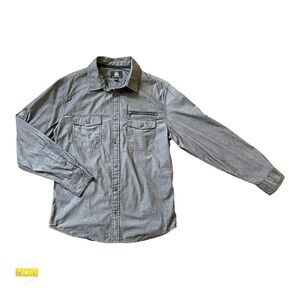 Rock & Republic Shirt Mens M Gray Zipper Pocket Long Sleeve Button-Up